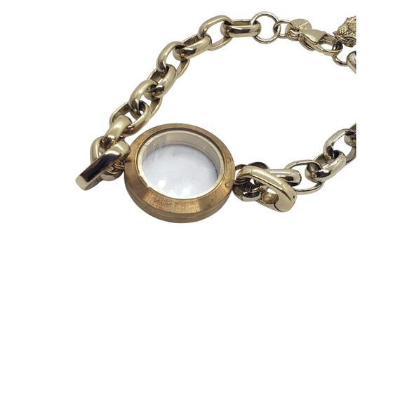 Origami Owl Gold Tone Living Locket Bracelet Owl Charm Crystal Accent - Picture 4 of 10